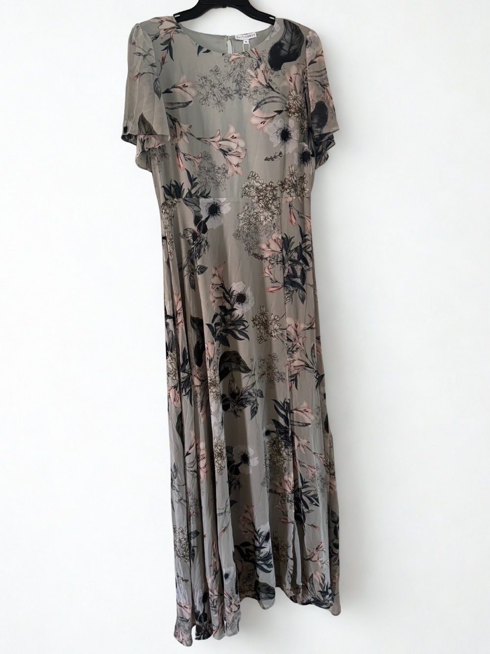Baltic Born Naomi Floral Chiffon Maxi Dress XL Wedding Guest Pale Blue Floral - Picture 2 of 12